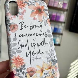 Phone case for iPhone XR. Joshua 1.9. Be strong & courageous. God is with you.